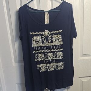 french pastry Navy Short-Sleeve Scoop Neck Elephant Print Tee. Some missing gems
